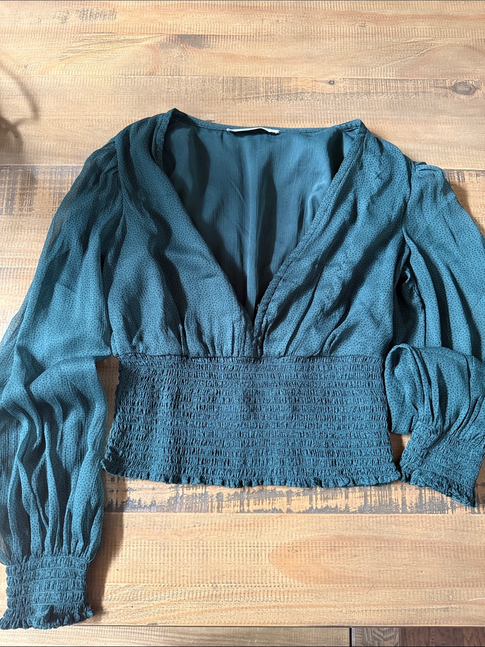 Abercrombie V-Neck Smocked Waist Top